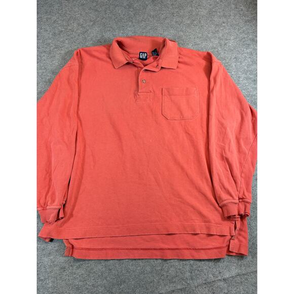 VINTAGE Y2K GAP Shirt Mens Medium Red Long Sleeve Polo Rugby Athleisure Sporty - Picture 1 of 6